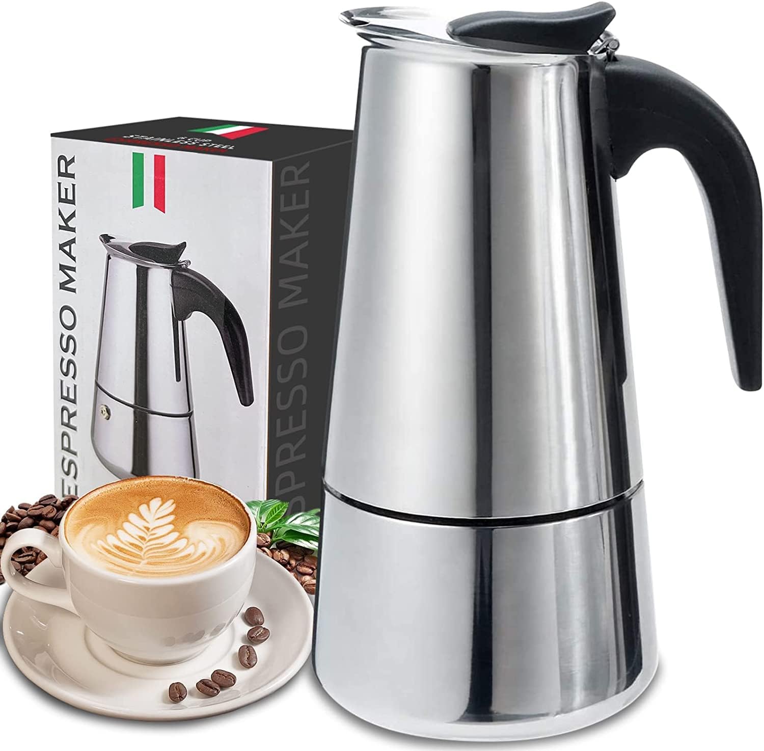 4/6/9 Cups Moka Pot Caffe Mach - Quality Coffee Equipment ulasan dan harga