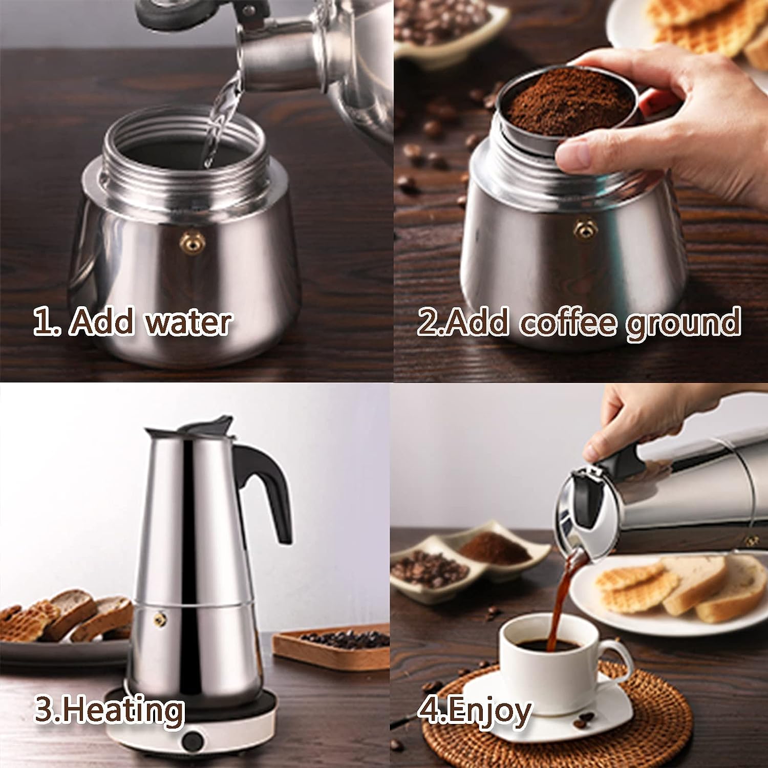 4/6/9 Cups Moka Pot Caffe Mach - Quality Coffee Equipment ulasan dan harga