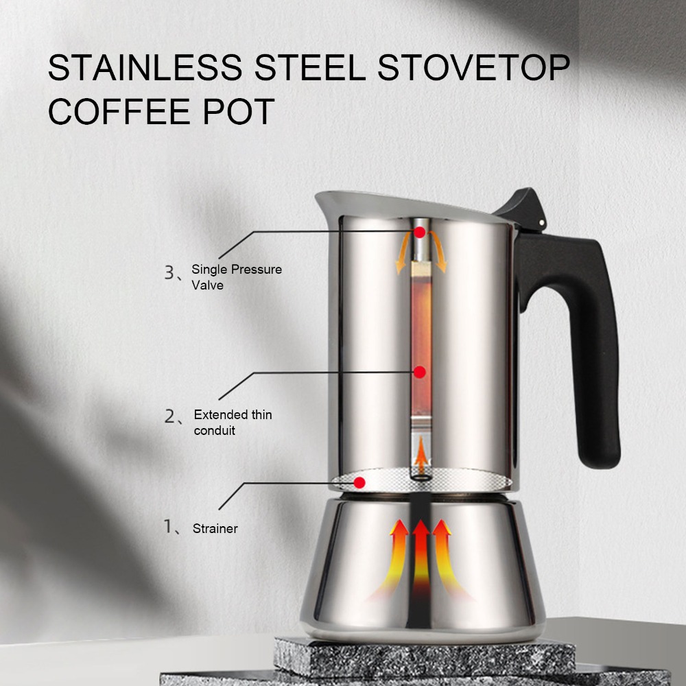 Stainless Steel Moka Pot Large - Quality Coffee Equipment ulasan dan harga